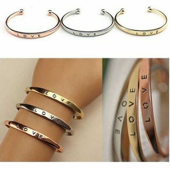 "Love" Cuff Bangle - Picture 1 of 6